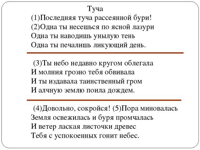 Анализ стихотворения Пушкина Туча 7, 8 класс